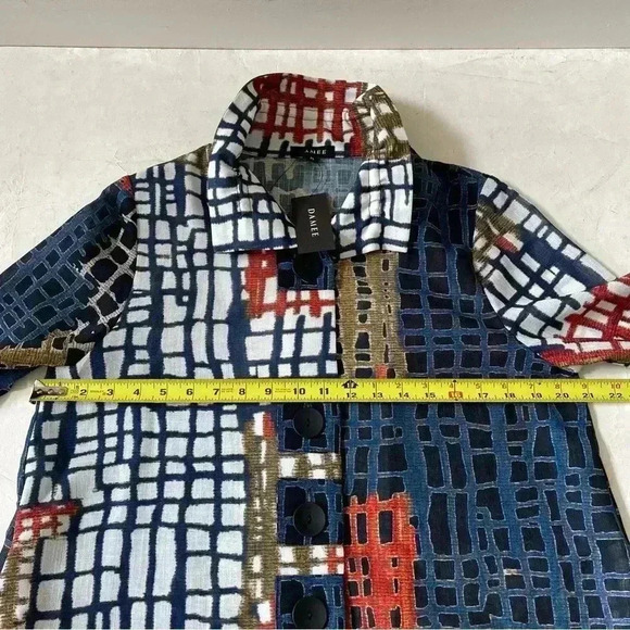 Damee COLOR BLOCK GRIDS Blouse Size M NWT - Picture 5 of 10